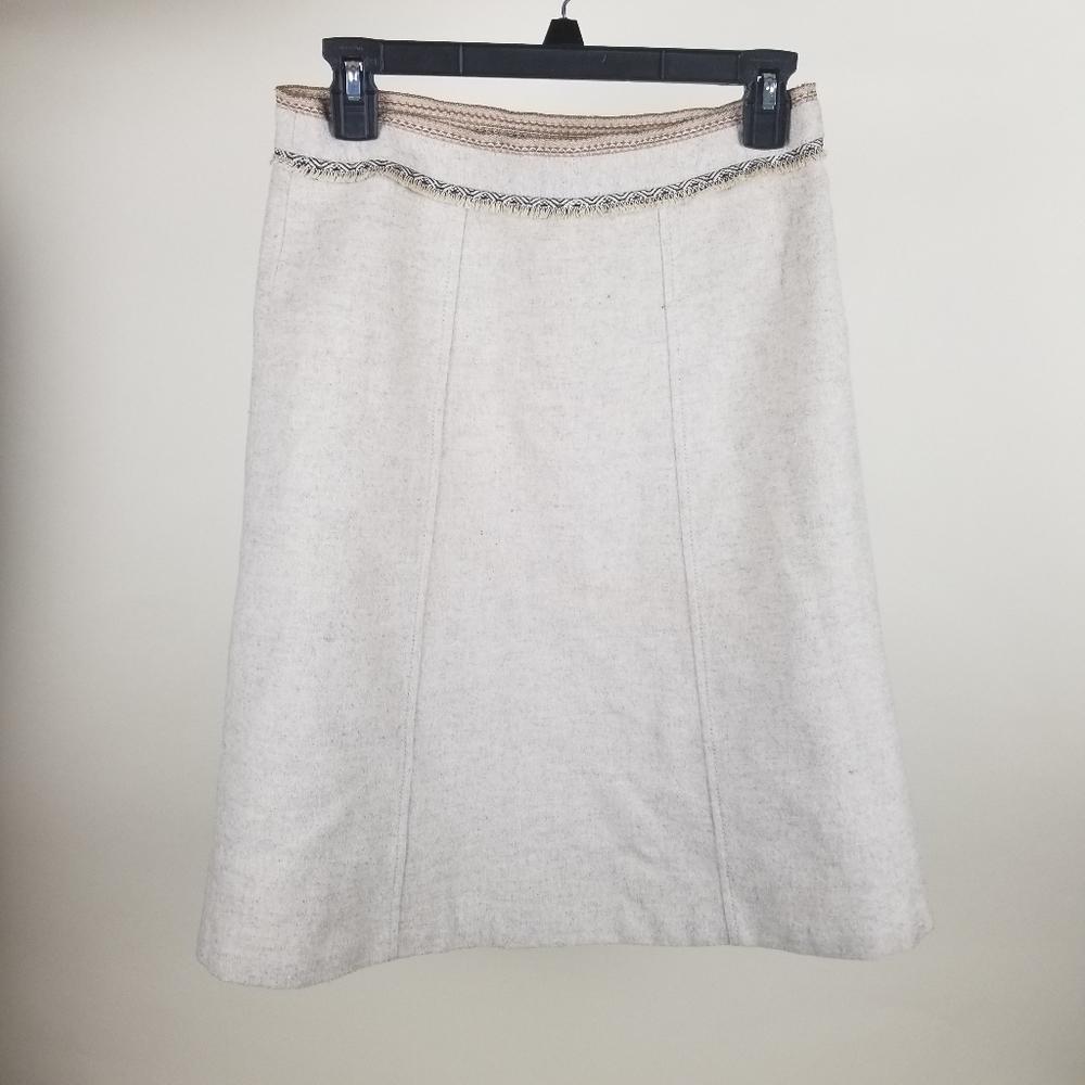 GAP Cream Wool Skirt With Embroidery